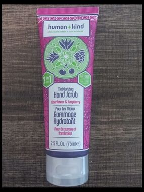 HUMAN+KIND Moisturizing Natural Vegan Hand Scrub Elderflower Raspberry 2.5oz